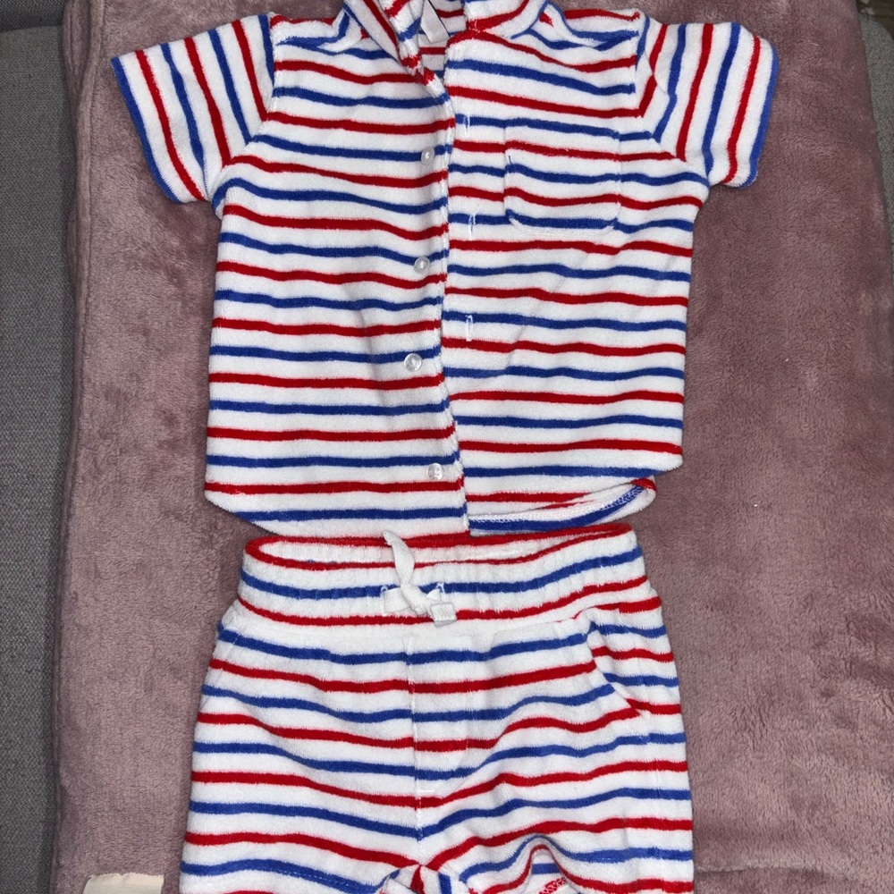 Janie and Jack Red, White & Blue Striped Infant Two-Piece Set